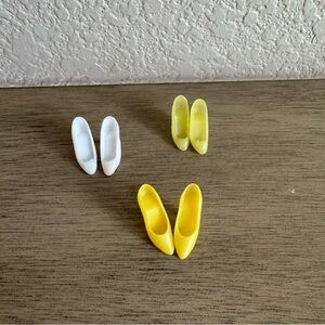 Barbie Shoes Lot‎ of 3 Pairs: White Flats & Yellow Heels Fashion Accessories